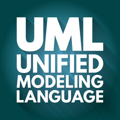 Poster - uml - unified modeling language acronym, technology concept background