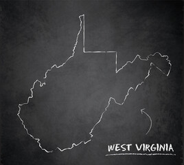 West Virginia map card blackboard chalkboard vector