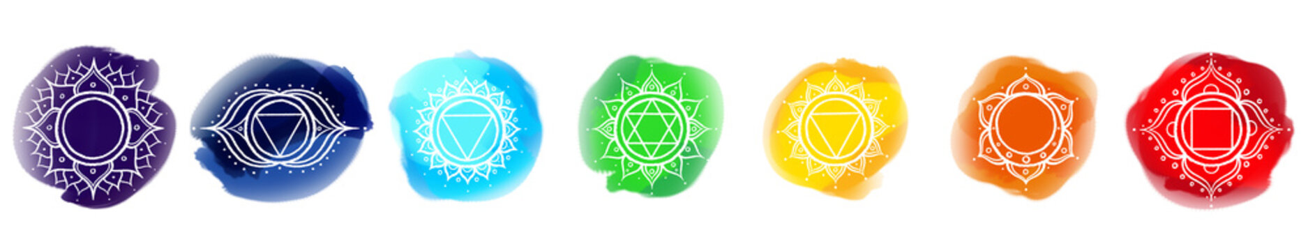Yoga Chakras Watercolour Horizontal