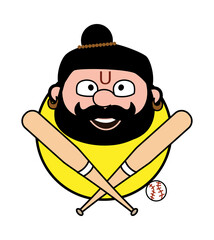 Wall Mural - Cartoon Pandit Baseball Mascot