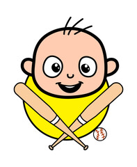 Wall Mural - Cartoon Bald Boy Baseball Mascot