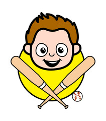 Wall Mural - Cartoon Young Boy Baseball Mascot