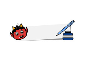 Poster - Cartoon Devil with banner and pen