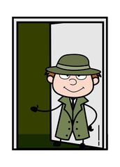 Sticker - Cartoon Spy Standing at door