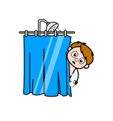Wall Mural - Cartoon Boy taking shower