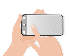 Hand photographing drawn with smartphone. Mobile phone. Smartphone icon vector illustration. Photo frame. Telephone icon. Camera frame.