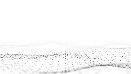 Fototapete - Abstract 3d rendering futuristic dots and lines. computer geometric digital connection structure. Visual information complexity. Intricate data threads plot. Intelligence artificial