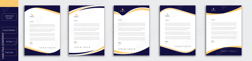 Modern Creative & Clean business style letterhead bundle of your corporate project design.set to print with vector & illustration. corporate letterhead bundle. - obrazy, fototapety, plakaty 