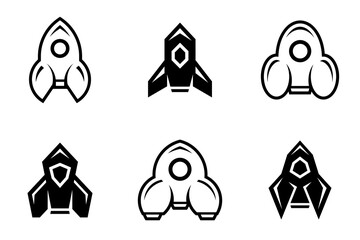 Poster - Set of Rocket logo. Icon design. Template elements