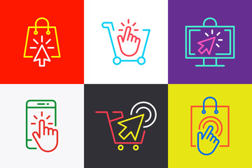 Poster - Set of Online Shop Logo. Icon design. Template elements