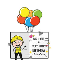Poster - Cartoon Engineer Happy Birthday Wishes