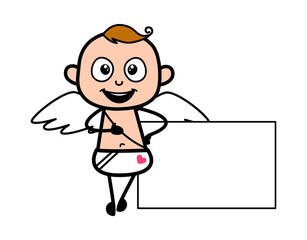 Poster - Cartoon Angel with Empty Banner