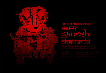 Lord Ganesha , Ganesh festival illustration of Lord Ganpati background for Ganesh Chaturthi festival of India