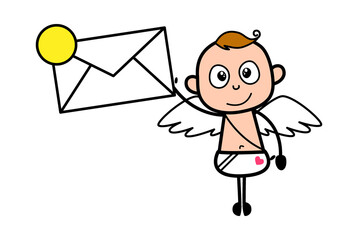 Sticker - Cartoon Angel holding Envelope