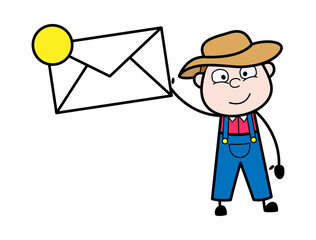 Poster - Cartoon Farmer holding Envelope