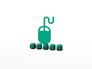 Leinwandbilder - 3D graphical image of mouse vertically along with text built by metallic cubic letters from the top perspective, excellent for the concept presentation and slideshows. illustration and background