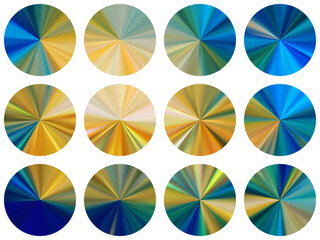 Canvas Print - Circle radial metallic gradient web elements vector set.