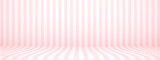 Fototapeta Dinusie - Pastel pink studio background with stripes, horizontal, retro style, vector illustration.