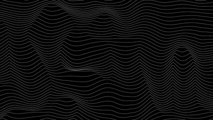Aufkleber - Trendy ultra thin striped loop animation with wave distortion lines. Abstract noise landscape. Procedural ripple background. 4k UHD.