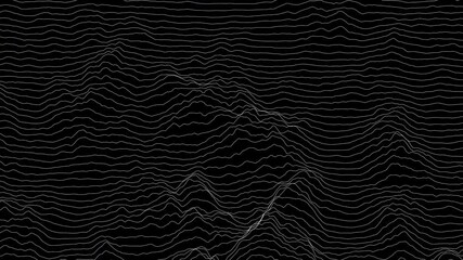 Aufkleber - Trendy ultra thin striped loop animation with wave distortion lines. Abstract noise landscape. Procedural ripple background. 4k UHD.