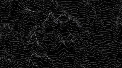 Aufkleber - Trendy ultra thin striped loop animation with wave distortion lines. Abstract noise landscape. Procedural ripple background. 4k UHD.