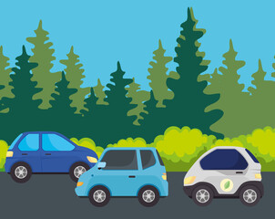 Canvas Print - environmentally friendly concept, electric cars in the road