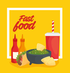 Sticker - fast food poster, mexican food, guacamole and delicious food