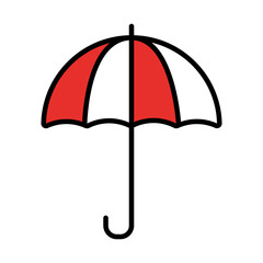 Poster - umbrella icon image, half line half color style