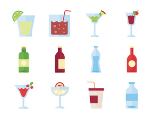 Poster - bundle of drinks collection set icons