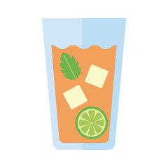 Canvas Print - glass with drink of lemon and mint leafs flat style icon