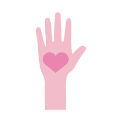 Sticker - hand human up with heart flat style icon