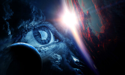 Aufkleber - Human eye and space. Elements of this image furnished by NASA.