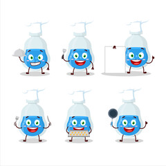 Canvas Print - Cartoon character of blue potion with various chef emoticons