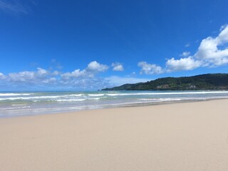 tropical beach with blue sky