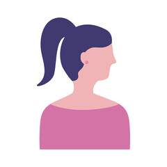 Sticker - young woman profile avatar character flat style icon