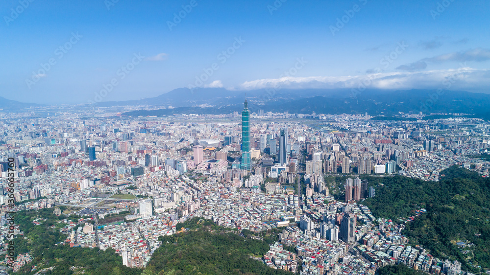 Taipei City Aerial View - Asia business concept image, panoramic modern ...