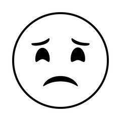 Sticker - sad emoji face classic line style icon