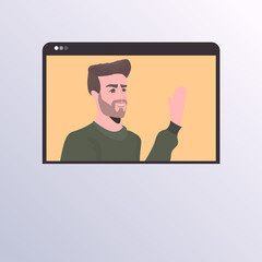 Poster - businessman having virtual conference during video call remote work quarantine isolation communicati