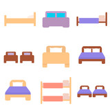 Fototapeta Pokój dzieciecy - Flat bed, sleeper icon, vector illustration isolated on white background