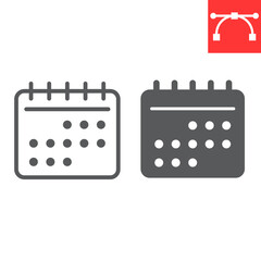 Poster - Calendar line and glyph icon, ui and button, reminder sign vector graphics, editable stroke linear icon, eps 10.