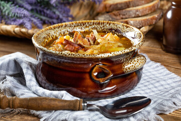 Canvas Print - Traditional russian sour cabbage soup