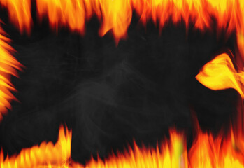 Leinwandbilder - Fire and smoke on a black background - abstract background
