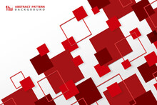 Abstract Technology Modern Red Square Geometric Pattern Background. Illustration Vector Eps10