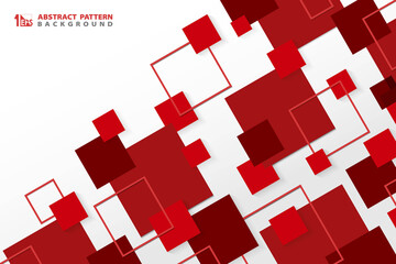 Fototapete - Abstract technology modern red square geometric pattern background. illustration vector eps10