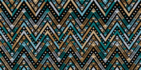 Wall Mural - Retro zigzag african style pattern. Chevron design