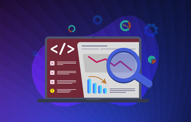 Poster - SEO Mistake, digital marketing campaign modern vector illustration concept. Wrong or incorrectly composed digital online advertising company. Seo (search engine optimization) strategy errors