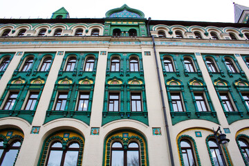 A beautiful old historical building in the center of Moscow, Russia