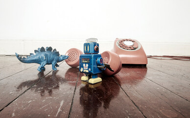 Wall Mural - retro toys and phone