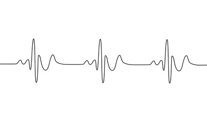 Heart cardiogram continuous one line drawing minimalism design isolated on white