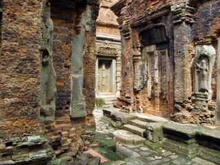 Sticker - Beautiful shot of the ruins of the Buddhist Preah Ko temple in Angkor, Cambodia